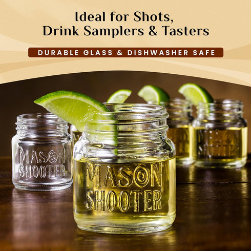 Small Mason Jar Shot Glasses with Lids, 8 Pack Tiny 2 oz Glass Jars, Unique Christmas Gift, Bulk, Cute