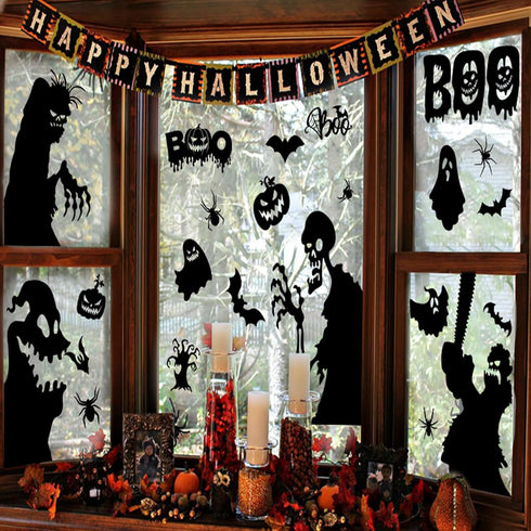 Joy Bang Halloween Window Clings, Large Scary Silhouette Stickers, Spooky Monster Zombie Window Decor