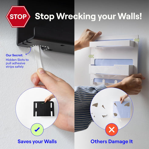 WallShelfie Bedside Wall Organizer & Dorm Decor - Dorm Room Essential, Floating Bedside Shelf Wall Mount Organizer