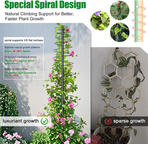 VRIEZOP 44" Spiral Frame Trellis for Climbing Plants Outdoor Indoor - Adjustable Heavy Duty Metal Garden Plant Support