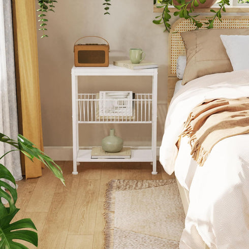2 1 Side Table for Small Spaces, Narrow End Table with Magazine Holder, in Design Slim Side Table, Skinny Nightstand