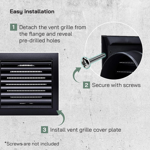 Vent Systems 4'' Inch Anthracite Air Vent Cover, Louvered Dryer Vent Cover for Exhaust and Supply Air Register