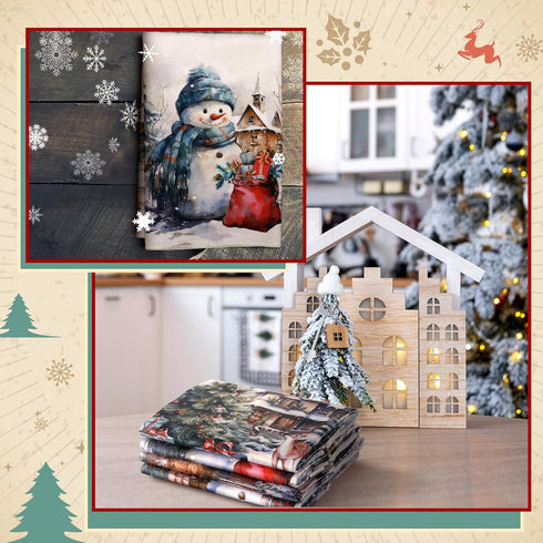 6 16 24 Inches Bencailor Pcs Winter Kitchen Towels x Decorative Snowman Truck Tea Dish Dishcloths Winter Holiday Drying