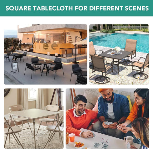 2 Packs 24x24 inch LUSHVIDA Vinyl Card Tablecloth with Flannel Backing - Waterproof Plastic Cover for Picnic Nightstand