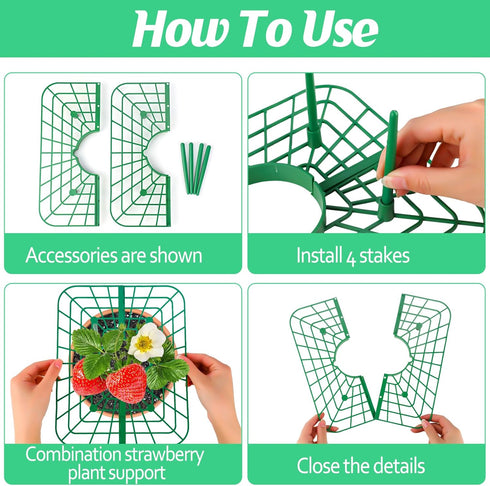 NODMIPNS 4 Sets Strawberry Plant Supports with Plant Protectors from Animals,Strawberry Growing Support Stakes