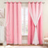 XiDi Pink Curtains for Kids Girls Bedroom 2 Panels Blackout Double Layer
