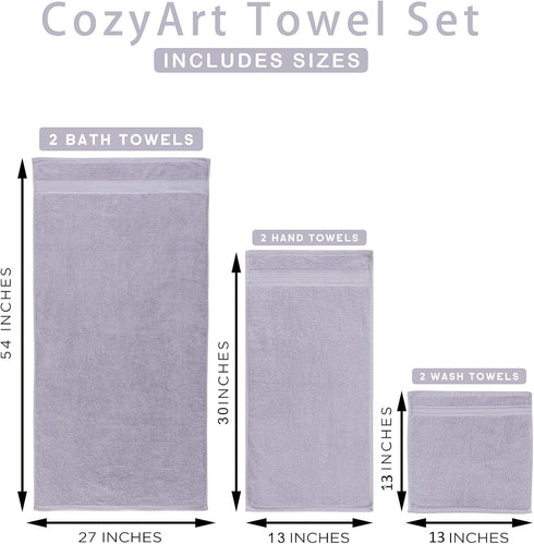 COZYART Set, Sets 6 2 2 2 650 Lavender Luxury Bath Towel Turkish Cotton Hotel Towel Bulk for Bathroom, Thick Bathroom