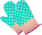 GreenFist Set of Two Oven Mitts, Heat Resistant Cotton Kitchen Pot Holder, Dotted Blue