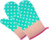 GreenFist Set of Two Oven Mitts, Heat Resistant Cotton Kitchen Pot Holder, Dotted Blue