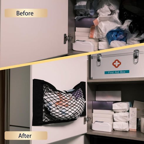 Extra Large Trash Bag Holder, Mesh Storage Net Grocery Bag Organizer for Home and Wall Mounted