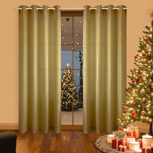KOUFALL 96 Inches Long Gold Curtains for Dining Room Windows, Sheer Shimmer Retro Art Deco Living Room & Bedroom