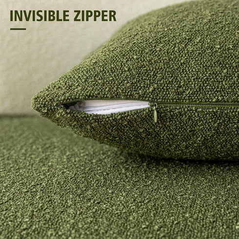 Cozy 12 20 Inch,Green Foindtower Textured Boucle Throw Pillow Covers Accent Solid Lumbar Pillow Cases Soft Decorative