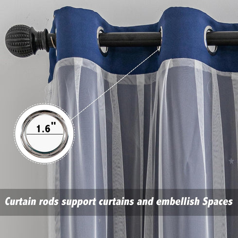 indistar (2 Panel,52Wx84L inch,Navy Star Cutout Kids Window Blackout Curtains for Girl Bedroom Window Room Darkening
