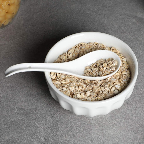 Asian Soup Spoons Set of 6, Ceramic Japanese Ramen Spoons, Dishwasher Safe
