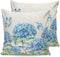 Farm Outdoor Pillow Covers Set of 2, Blue Hydrangea Flower Butterfly Decorative Waterproof Throw Pillow Case,