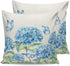Farm Outdoor Pillow Covers Set of 2, Blue Hydrangea Flower Butterfly Decorative Waterproof Throw Pillow Case,