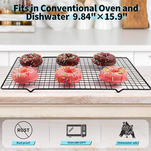 Non-Stick Steel Baking & Cooling Rack, Heavy Duty Oven Safe for Cookies, Cakes, Breads - 9.84"x15.9" - 1 Piece