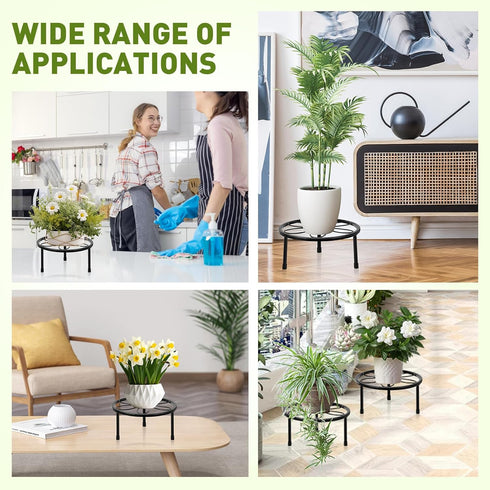 2 Pack 7.8" ESRICH Metal Plant Stand Indoor , Black Plant Stands Outdoor, Rustproof Round Heavy Duty Flower Pot Stand