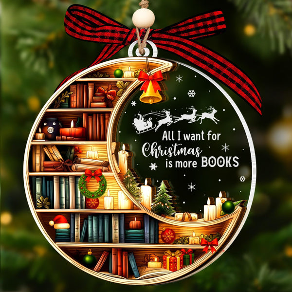 Bookshelf Ornament, Book Ornaments for Christmas Tree 2025, Unique Book Christmas Ornaments