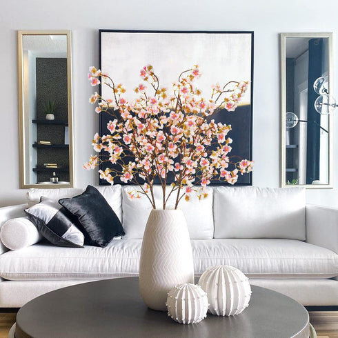 Uieke Silk Cherry Blossom Branches, 40.5in Artificial Flowers for Wedding Home Decor, Set of 3, Pink