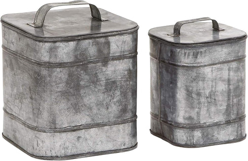 Deco 79 Decorative Canisters Set of 2, 8" & 7"H, Silver Metal Decorative Containers Keepsake Boxes