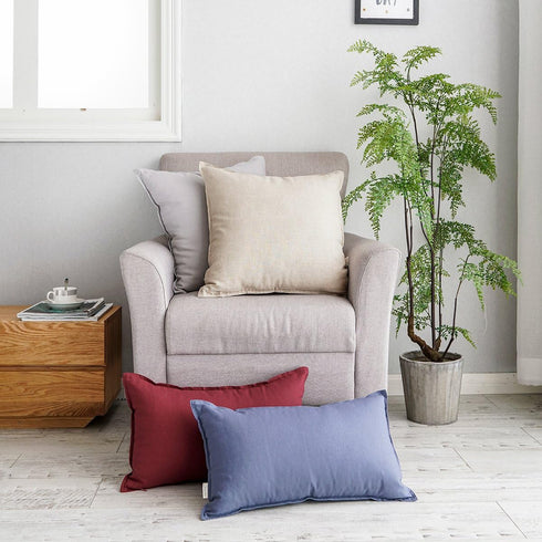 Jeanerlor Cotton Linen Soft Solid Decorative Square Throw Pillow Covers Set, 24 x 24 Inch (60 x 60cm), Light Linen for