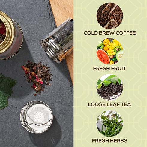 LeafLife 17oz Premium Bamboo Tea Bottle - Insulated Tea Infuser Bottle - Loose Tea Gifts & Accessories