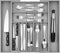 Purawood Large Bamboo Silverware Organizer - Expandable Kitchen Drawer & Utensil Tray with Drawer Dividers (Grey)