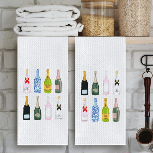 16x24 Inch Set 2 Champagne Accessories Kitchen Towels, Champagne Gifts for Women Dish Tea Towels, Gifts for Wine Lovers