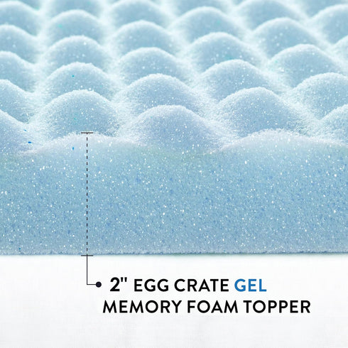 Best Price Mattress 2 Inch Egg Crate Memory Foam, Cooling Gel Infusion Twin Mattress Topper, Blue
