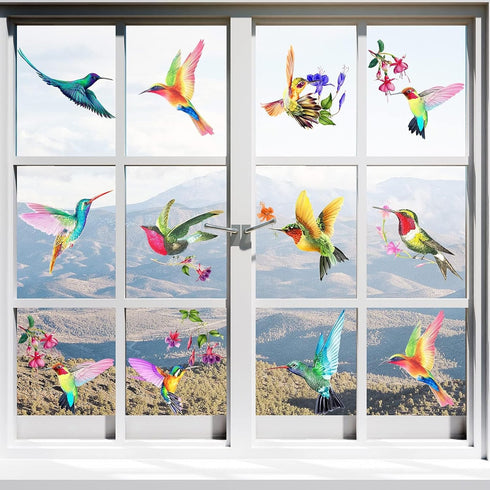 20 Pieces Large Hummingbird Window Decals, Anti-Collision Clings to Prevent Bird Strikes on Glass, Non-Adhesive Vinyl