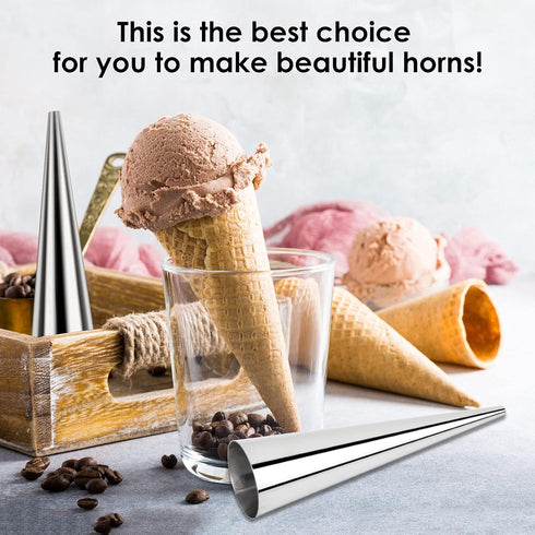 Cream Horn Molds 16pcs Large Size 4.7 inch Baking Cones, Stainless Steel Roll Horn Forms for Danish Pastry Croissants