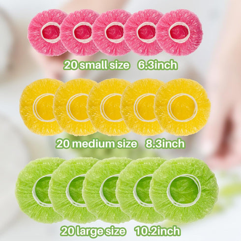 60Pcs Bowl Covers Reusable - Plastic Bowl Covers Elastic Reusable Fresh Keeping Bags Food Plastic Wrap Elastic Bowl Covers Reusable Plastic Food Covers Stretch Elastic Food Storage Covers by MAQIHAN