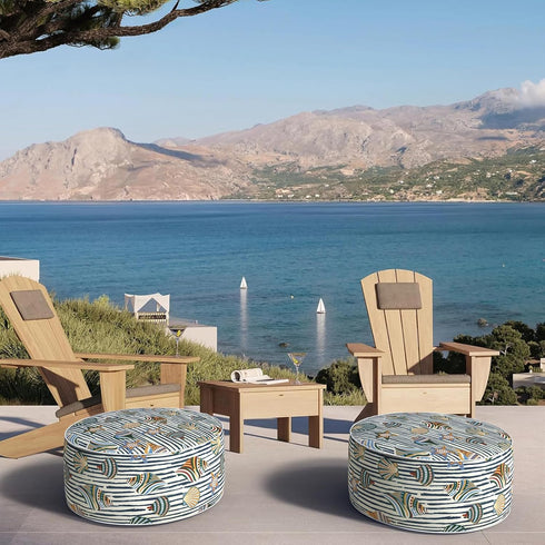 D21 xH9 DYTXIII Inflatable Ottoman Stool for Outdoor/Indoor Use, Water Repellent Patio Foot Rest with Portable