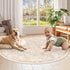 5ft LIVEBOX Washable Peachy Pink Rug - Medallion Vintage Circle Rugs for Bedroom, Low-Pile Tribal Print Carpet