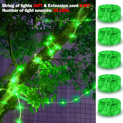 16FT 50 18 5 LED Solar Rope Lights, Colors with Timer, Modes, Waterproof Plug-in Remote Control Camping String Lights
