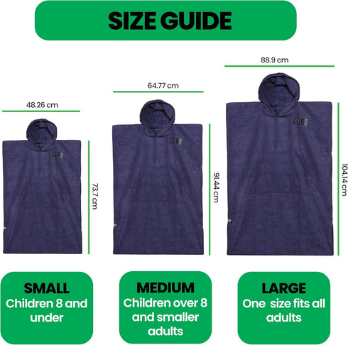 3-8 COR Surf Poncho Changing Towel Robe with Hood and Front Pocket for Kids, Doubles Up As Beach Towel and Blanket