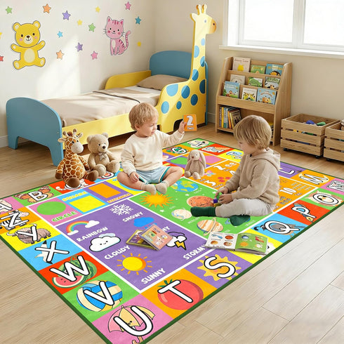 Kid Rug ABC Rugs for Playroom, Alphabet Rug for Bedroom Educational Learn