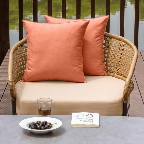 NiNi ALL Outdoor Waterproof Throw Pillow Covers Set of 2, Decorative Farmhouse Garden Pillowcase 22x22 inch Orange