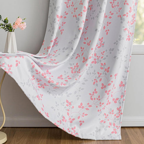 95% 84 Inches Grommet 52 Inch MEETSKY Pink Curtains for Girls Bedroom Blackout Nursery Curtains Long- Leaf Patterned