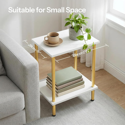 2-Layer DW09BZ01 HOOBRO End Table, Small Side Table, Nightstand with Storage Shelves, Sofa Table for Small Spaces