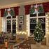 Christmas Valance for Windows, Snowman with Xmas Tree Window Toppers, 1 Panel Red Buffalo Plaid Check Treatments 54 x