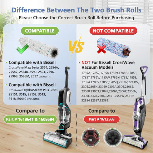 3 Pack 2787 1866 2554 2554A 2590 2593 2596, 35151 3515 35152 3513 3518, 1618638 1608684 Multi-Surface Brush Rolls