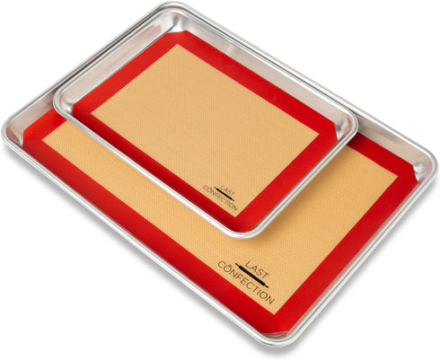 Last Confection Silicone Baking Mat - Set of 3 Non-Stick Professional Food Safe Tray Pan Liners