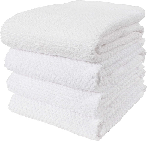KAF Home Deluxe Cotton Kitchen Towels, Set of 4 Terry Kitchen Dish Towels, White