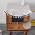 Kunxufi 24 Inch Farmhouse Small Round Brown Waterproof Tablecloth Heavy Weight Cotton Linen Table Cloth with Tassels