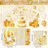 Whaline 134Pcs Birthday Window Clings, Gold Yellow Decals for Birthday Party Home School Decorations