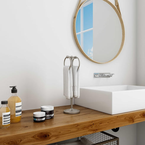 Countertops 2 Rings?19" BGL Fingertip Towel Holder Stand Hand Towel Ring for Bathroom or Kitchen Vanity to Store Hand