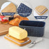 Hasense Large Ceramic Butter Dish with Lid, Navy Blue Embossed Pattern, Airtight Butter Keeper for Countertop, Easy
