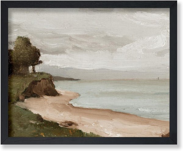 Poster Master Vintage Beach near Etretat Painting Poster, Retro Landscape Print for Coastal Decor
